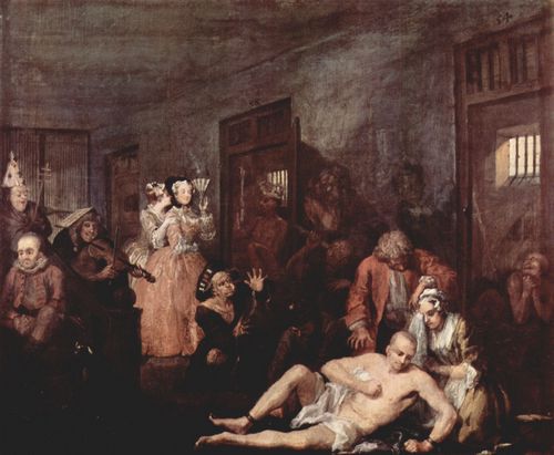 Hogarth, William: Gem�ldefolge »Der Lebensweg eines W�stlings«, Szene: Das Irrenhaus