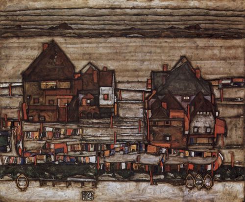 Schiele, Egon: H�user mit W�scheleinen oder Vorstadt