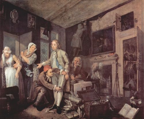 Hogarth, William: Gem�ldefolge »Der Lebensweg eines W�stlings«, Szene: Der Erbe