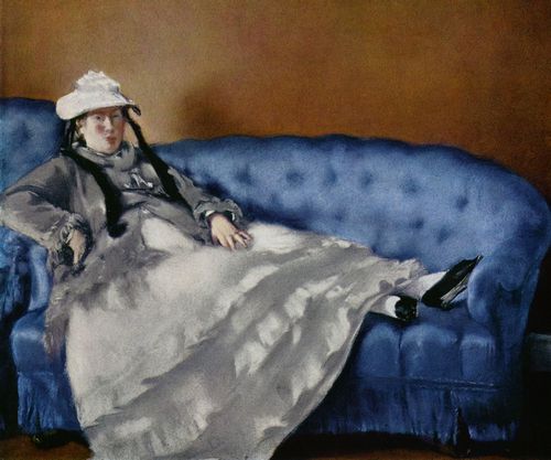 Manet, Edouard: Portr�t der Frau Manet auf blauem Sofa