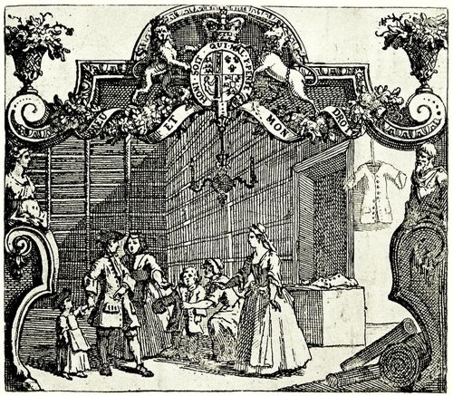 Hogarth, William: Gesch�ftskarte der beiden Schwestern des K�nstlers, Mary und Ann Hogarth