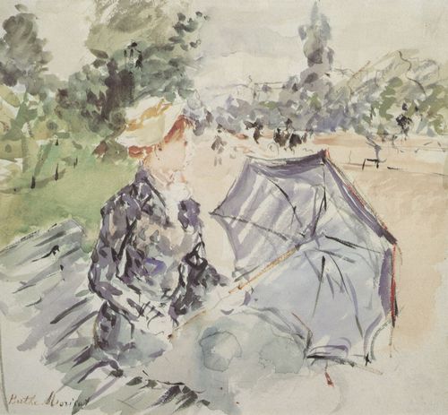 Morisot, Berthe: Frau mit Sonnenschirm im Park sitzend