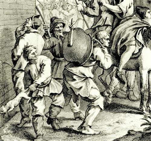 Hogarth, William: Gro�e Illustrationen zu Samuel Butlers »Hudibras«, Hudibras ger�t in einen Narrenzug