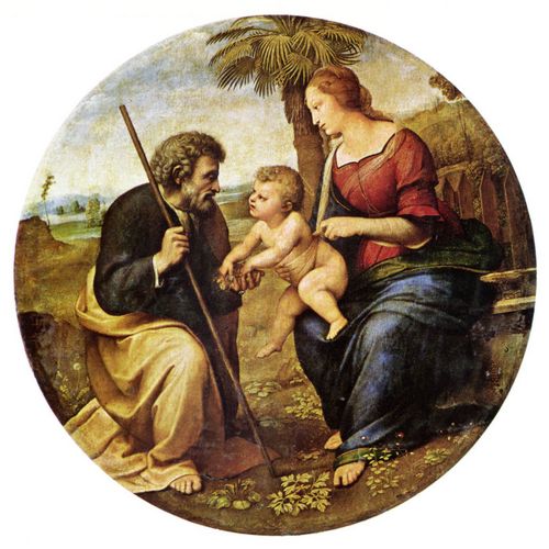 Raffael: Die Heilige Familie unter einer Palme, Tondo