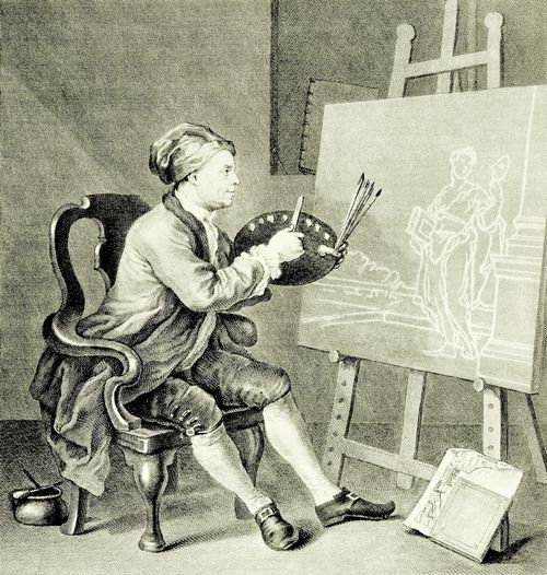 Hogarth, William: Hogarth, die komische Muse malend (Selbstportr�t)