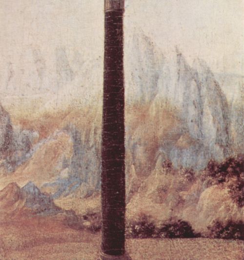 Leonardo da Vinci: Madonna mit der Nelke, Detail: Landschaft im Hintergrund