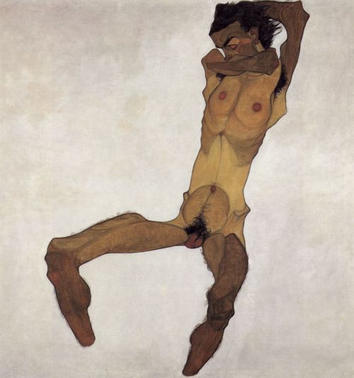 Schiele, Egon: Sitzender m�nnlicher Akt