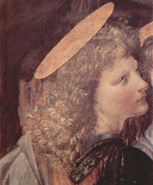 Leonardo da Vinci: Die Taufe Christi, Detail: Engel
