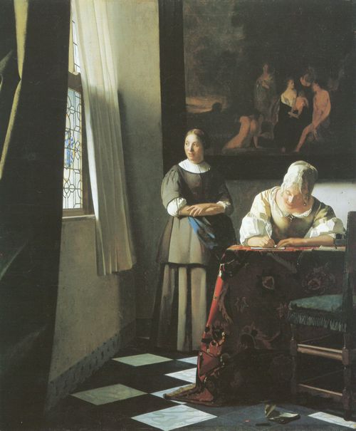 Vermeer van Delft, Jan: Schreibende Frau mit Dienstbotin