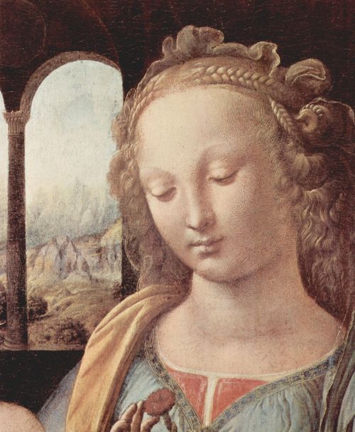Leonardo da Vinci: Madonna mit der Nelke, Detail: Madonna