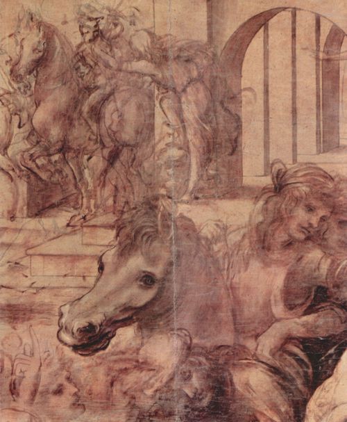 Leonardo da Vinci: Die Anbetung der Hl. Drei K�nige, Detail