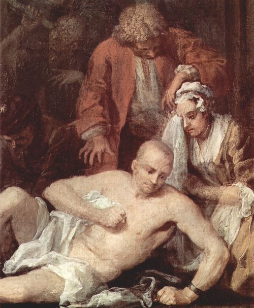 Hogarth, William: Gem�ldefolge »Der Lebensweg eines W�stlings«, Szene: Das Irrenhaus, Detail