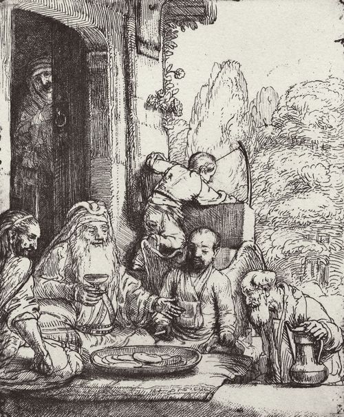 Rembrandt Harmensz. van Rijn: Abraham bewirtet die Engel