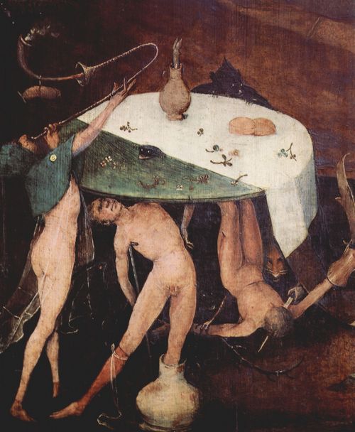 Bosch, Hieronymus: Antoniusaltar, Triptychon, Mitteltafel: Versuchung des Hl. Antonius, Detail