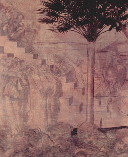 Leonardo da Vinci: Die Anbetung der Hl. Drei K�nige, Detail