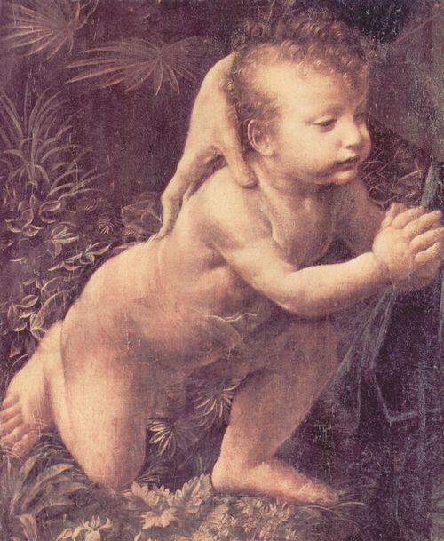Leonardo da Vinci: Madonna in der Felsengrotte, Szene: Maria mit Christuskind, Johannes dem T�ufer als Kind und einem Engel, Detail: Christuskind