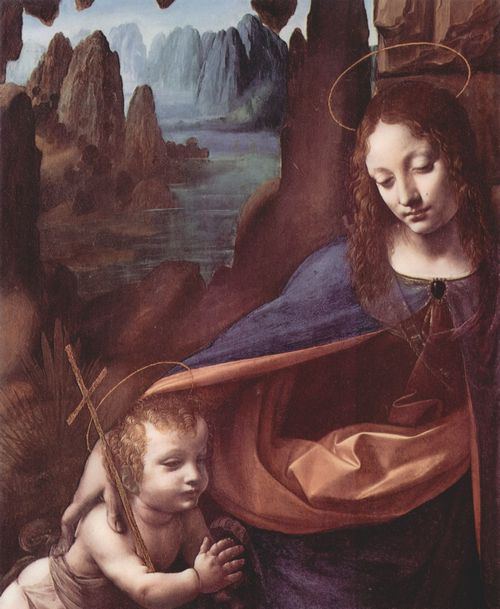 Leonardo da Vinci: Madonna in der Felsengrotte, Detail: Maria und Christus