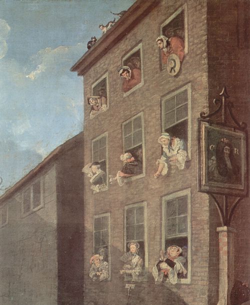 Hogarth, William: Der Marsch nach Finchley oder Die Garden marschieren im Jahre 1745 nach Schottland, Detail
