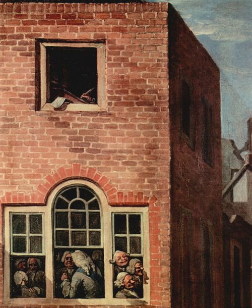 Hogarth, William: Gem�ldeserie »Wahlzyklus«, Szene: Der Triumphzug des Abgeordneten, Detail