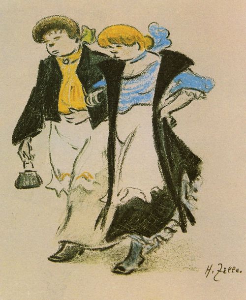 Zille, Heinrich: Dienstm�dchen beim Ausgang