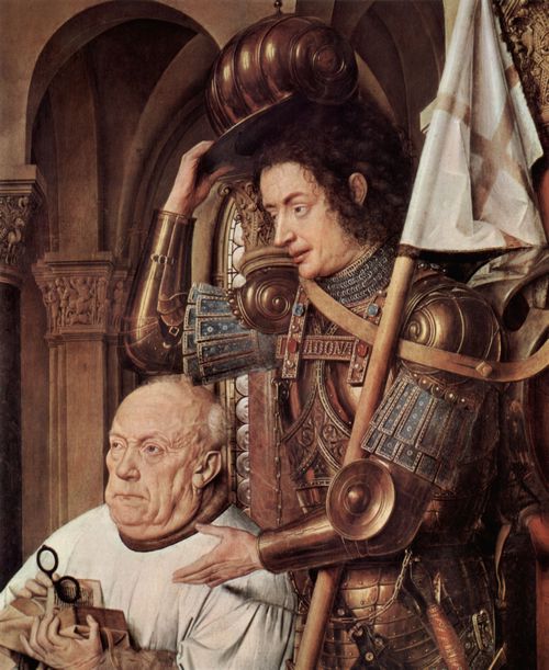 Eyck, Jan van: Madonna des Kanonikus Georg van der Paele, Detail: Der Hl. Georg und der Stifter