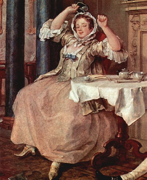Hogarth, William: Gem�ldezyklus »Mariage � la Mode«, Szene: Kurz nach der Hochzeit, Detail
