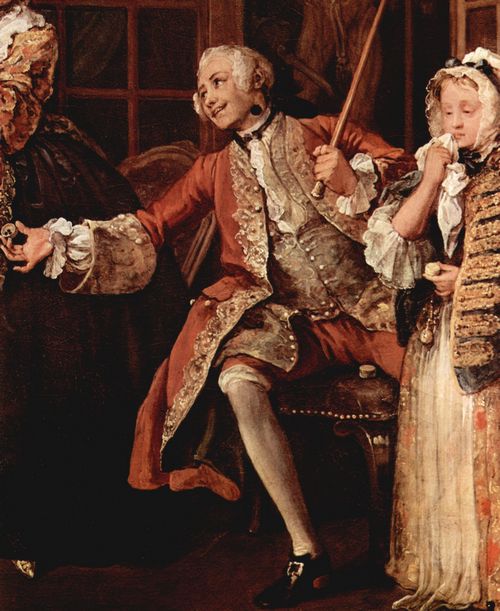 Hogarth, William: Gem�ldezyklus »Mariage � la Mode«, Szene: Besuch beim Kurpfuscher, Detail