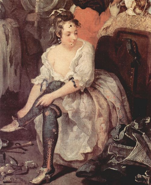 Hogarth, William: Gem�ldefolge »Der Lebensweg eines W�stlings«, Szene: Die Taverne, Detail