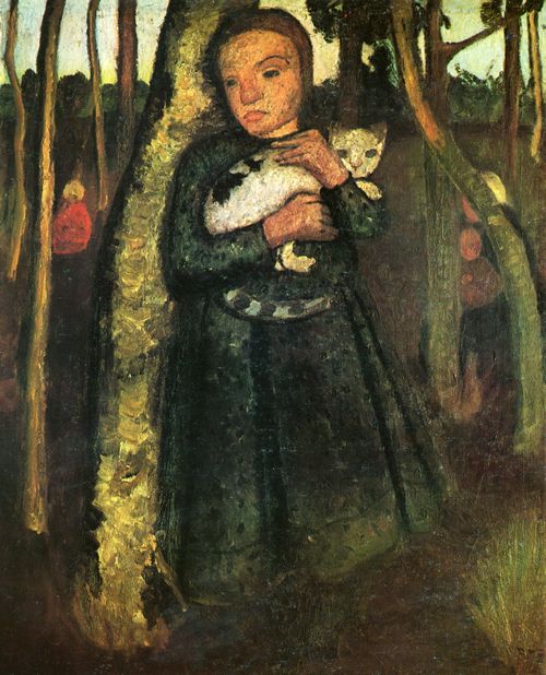 Modersohn-Becker, Paula: M�dchen mit Katze im Birkenwald