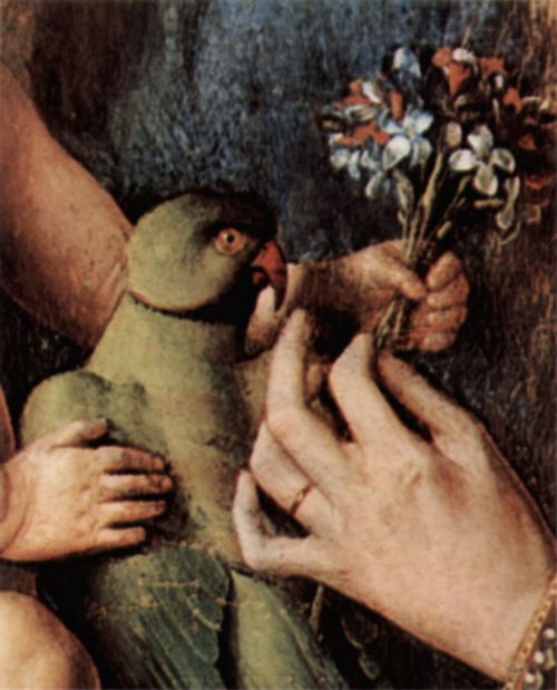Eyck, Jan van: Madonna des Kanonikus Georg van der Paele, Detail: Taube
