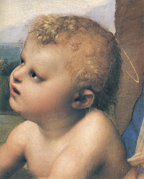 Raffael: Die Heilige Familie unter einer Palme, Tondo, Detail