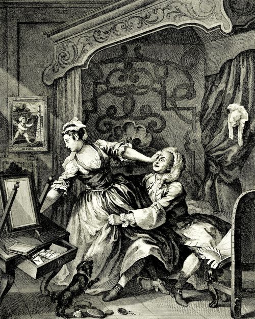 Hogarth, William: Folge »Vorher und Nachher«, Vorher