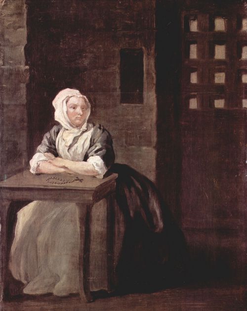 Hogarth, William: Portr�t der Sarah Macholm im Gef�ngnis