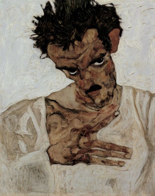 Schiele, Egon: Selbstportr�t mit gesenktem Kopf