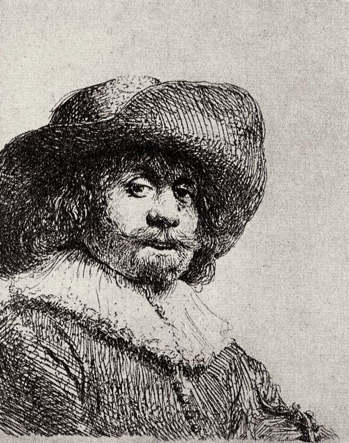 Rembrandt Harmensz. van Rijn: Portr�t eines Mannes mit breitkrempigem Hut