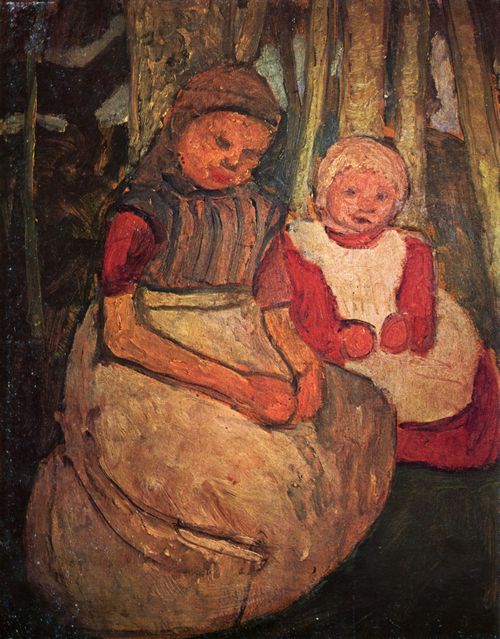 Modersohn-Becker, Paula: Zwei sitzende M�dchen im Birkenwald