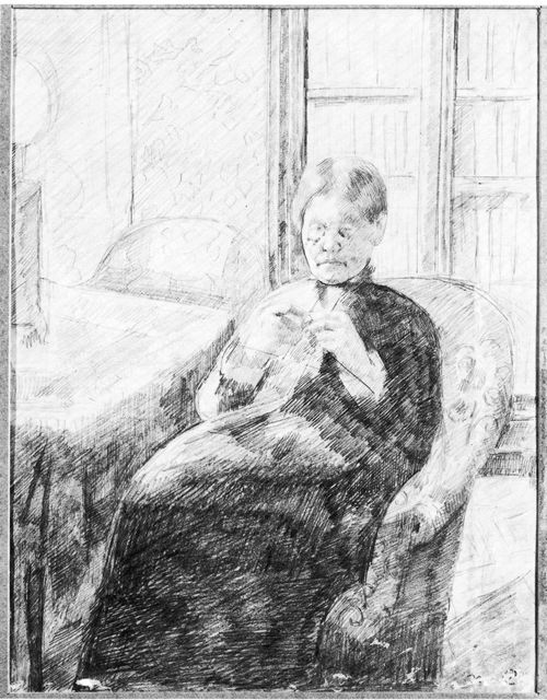 Cassatt, Mary: Vorzeichnung f�r »Portr�t einer strickenden alten Frau«