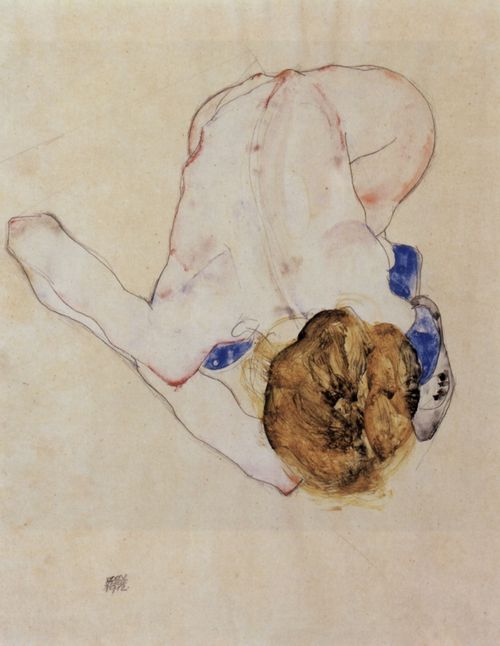 Schiele, Egon: Nach vorn gebeugter weiblicher Akt
