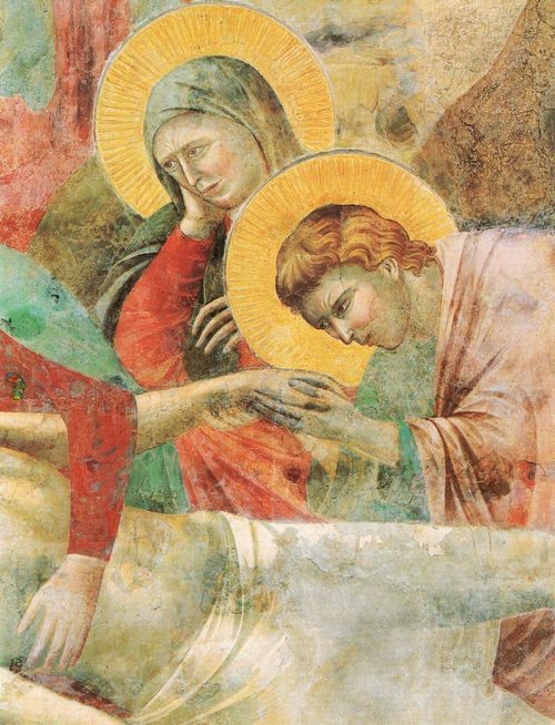 Giotto di Bondone: Fresken in der Kirche San Francesco in Assisi, Szene: Beweinung Christi, Detail