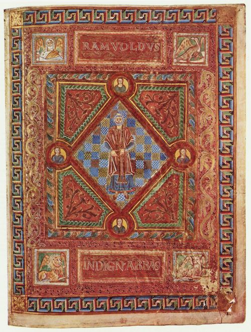Adalpertus: Codex Aureus von St. Emmeram, Szene: Portr�t des Abtes Ramwoldus