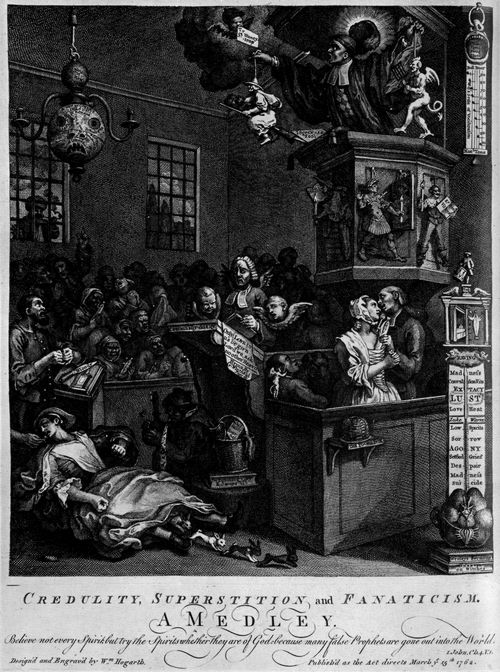 Hogarth, William: Leichtgl�ubigkeit, Aberglaube und Fanatismus. Eine Mischung