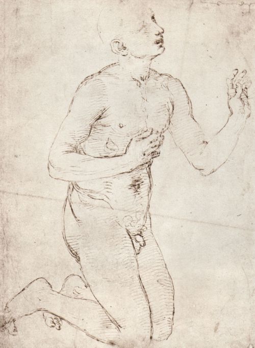 Raffael: Aktstudie eines knienden Mannes