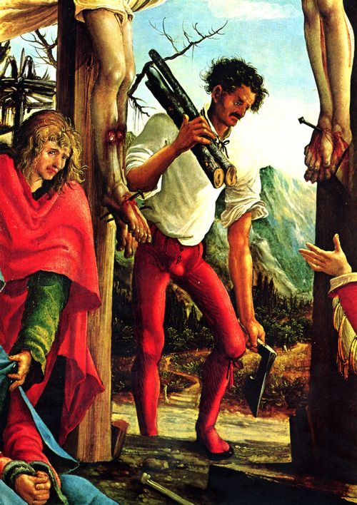 Altdorfer, Albrecht: Sebastiansaltar des AugustinerChorherrenstifts St. Florian bei Linz, rechter Innenfl�gel zur Passion Christi, Szenen: Kreuzigung, Detail