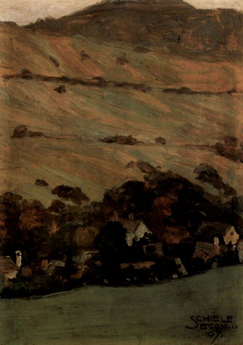 Schiele, Egon: H�user vor Berghang