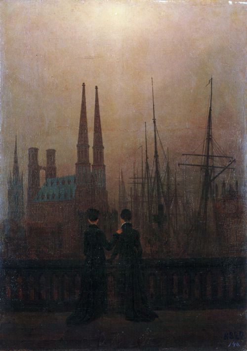 Friedrich, Caspar David: Die Schwestern auf dem S�ller am Hafen (N�chtlicher Hafen)