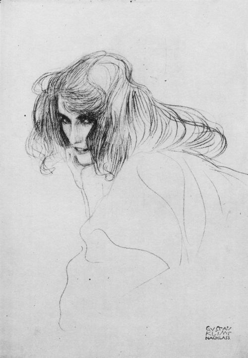 Klimt, Gustav: Frauenkopf im Dreiviertelprofil