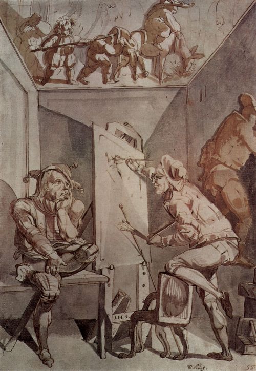 F�ssli, Johann Heinrich: Ein Maler mit Brille zeichnet einen Narren