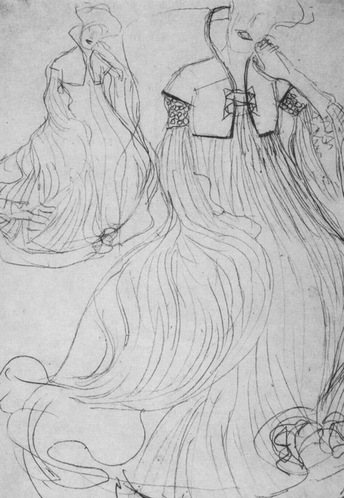 Klimt, Gustav: Zwei Studien einer sitzenden Dame im langen Kleid
