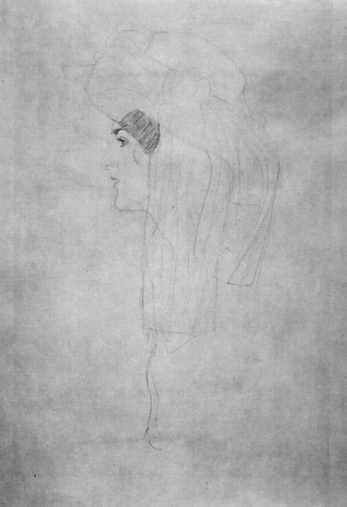 Klimt, Gustav: Frauenkopf mit Hut im Profil