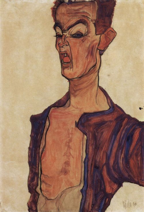 Schiele, Egon: Selbstportr�t, eine Grimasse schneidend